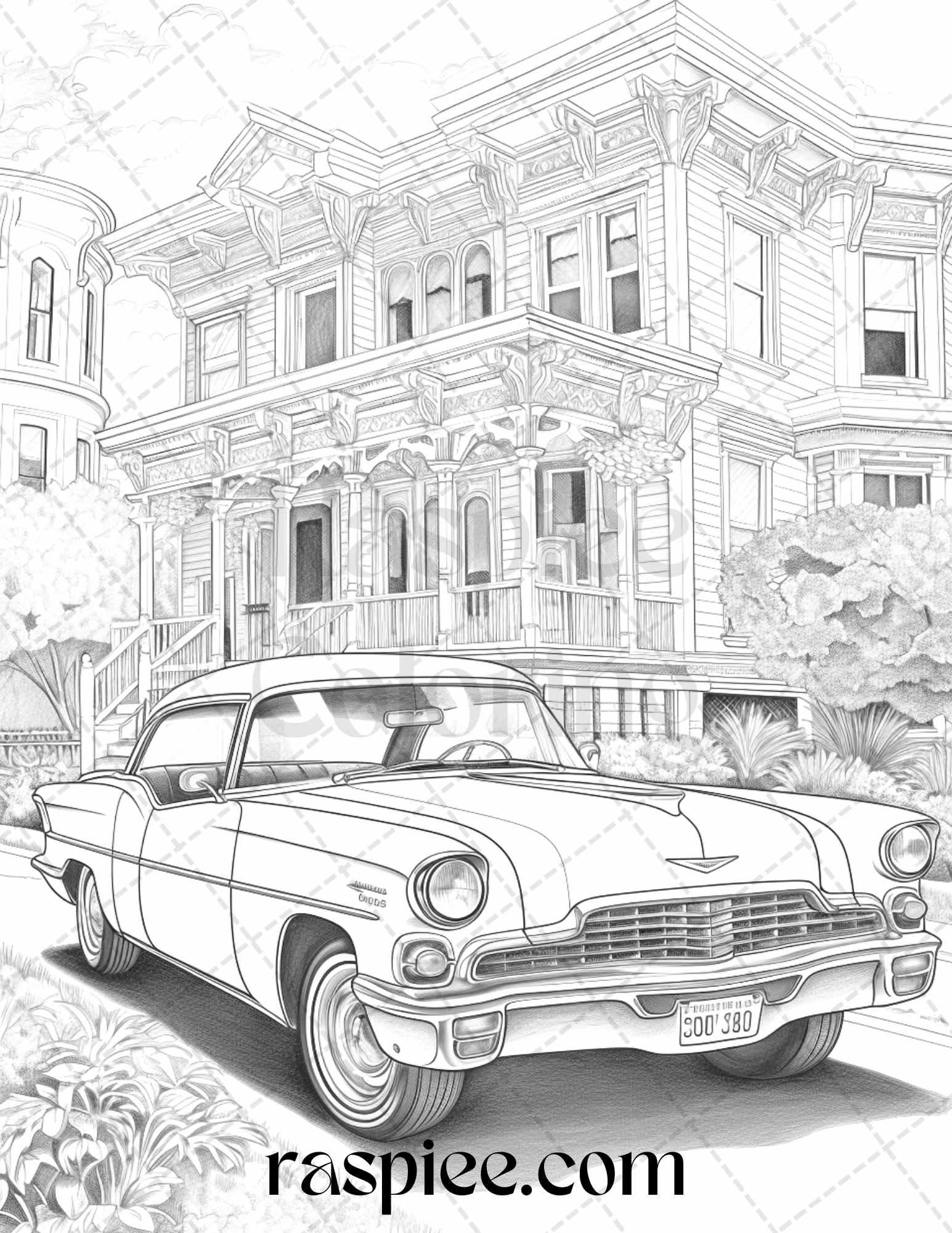 Vintage cars grayscale coloring pages printable for adults pdf fil â coloring