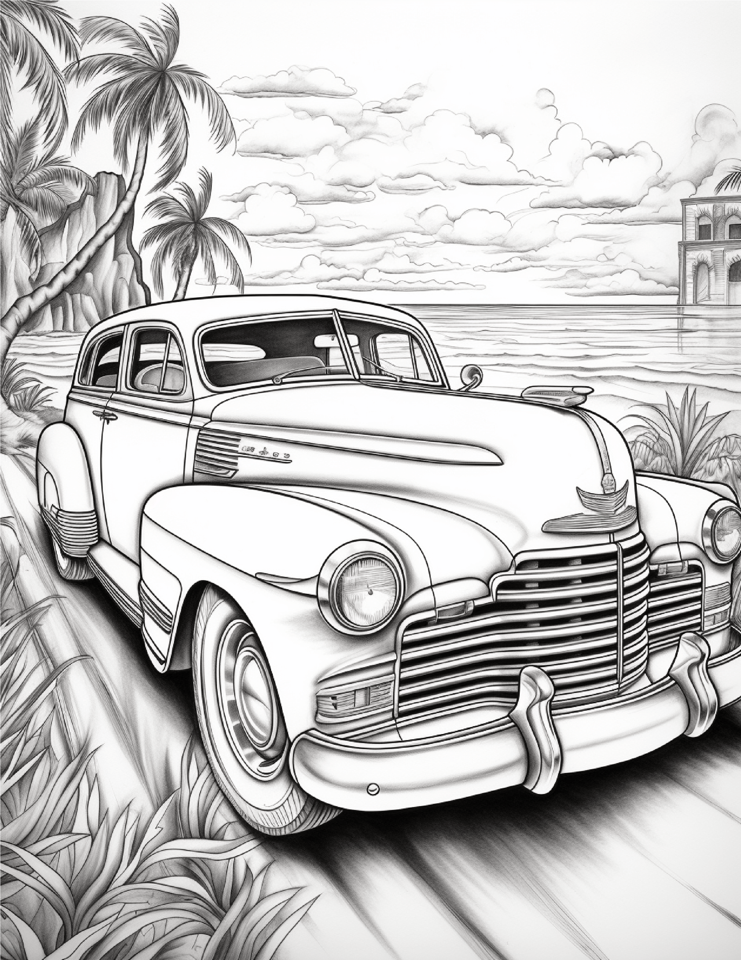 Classic cars coloring book for adults volume