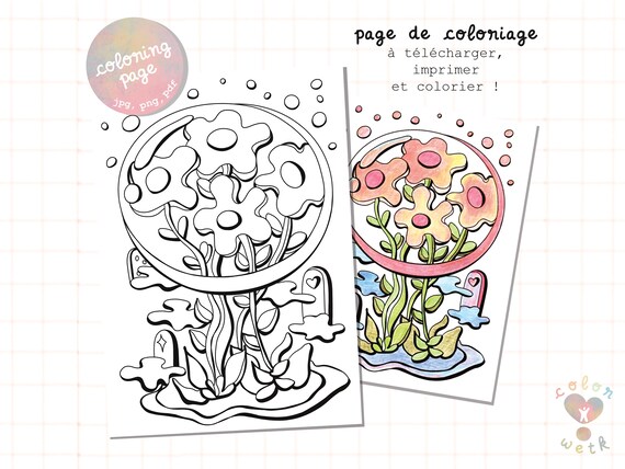 Flowers magnifying glass coloring page to print creative activity to print to free your imagination