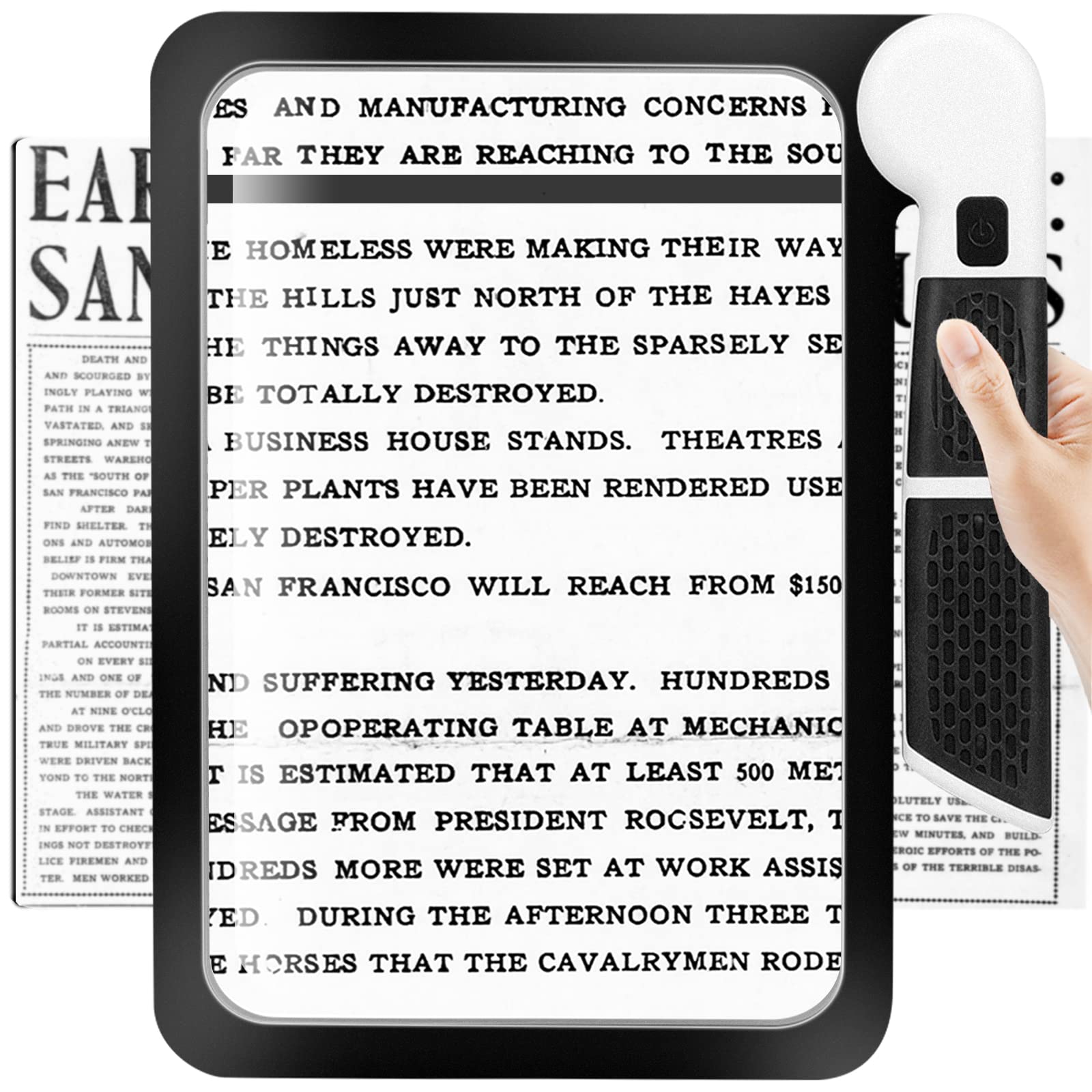 Delixike x large magnifying glass with ultra bright ledpage magnifier with anti