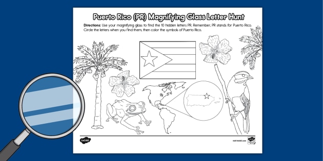 Puerto rico pr magnifying glass letter hunt activity for k