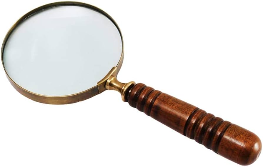 Deconoor x handheld magnifying glass lens antique brass magnifier fine print reading inspection coin stamp astrologer science low sight elderly with wooden handle collectible dãcor gift health