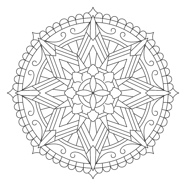 Premium vector printable star mandala coloring page for adult