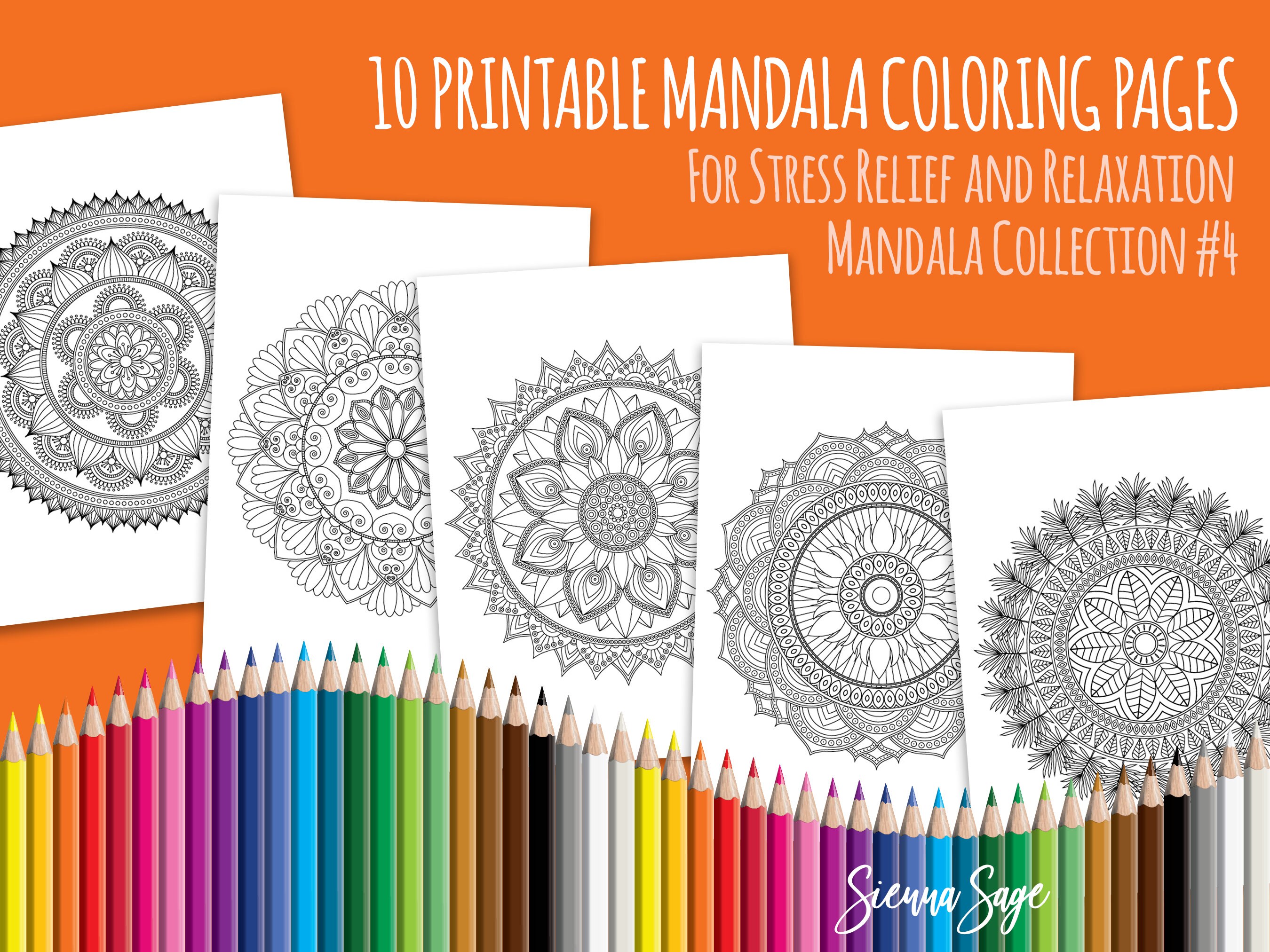 Mandala collection adult coloring pages for stress relief and relaxation instant download pdf edition
