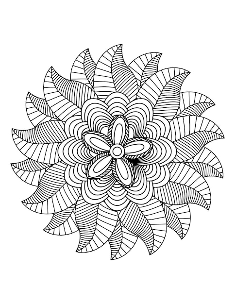 Premium vector hand drawn illustration floral coloring book for adults mandala coloring pages printable seamless