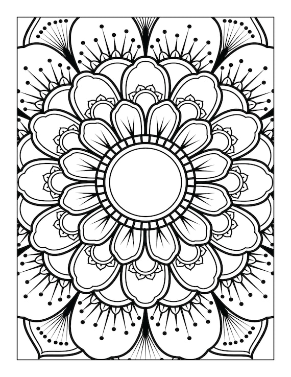 Printable mandala adult coloring pages floral easy coloring book mandalas