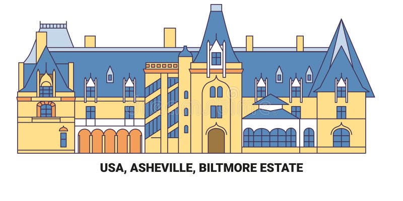 Usa asheville biltmore estate travel landmark vector illustration stock vector