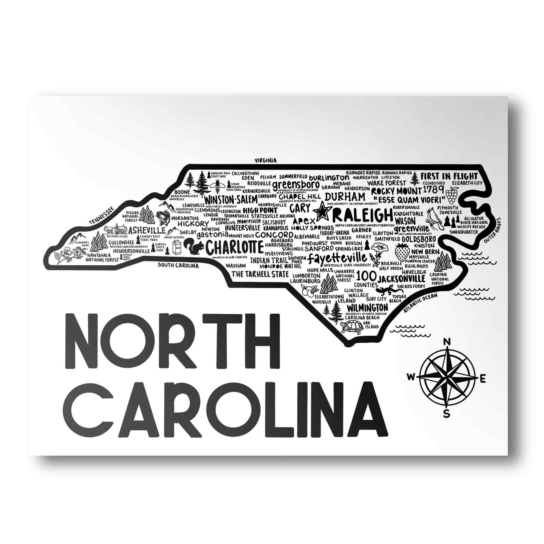 North carolina map print katie ford â albion mercantile co