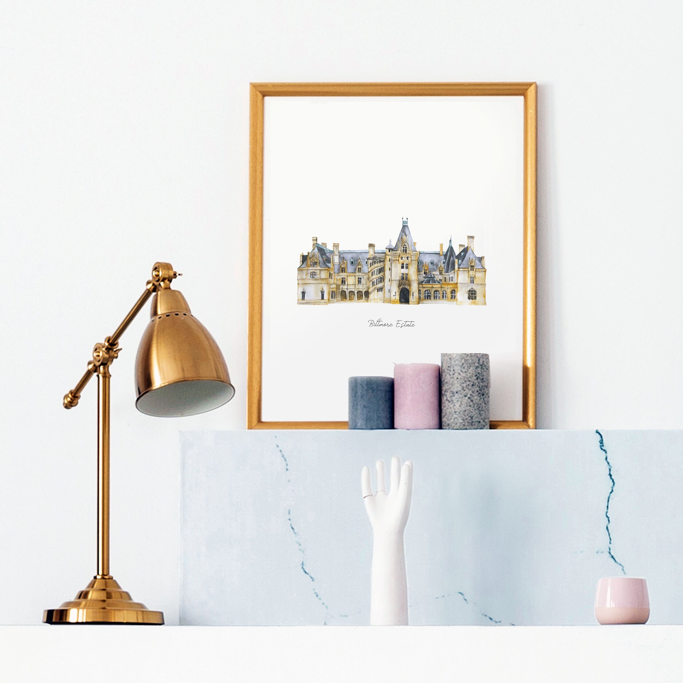 Biltmore estate printable illustration wall art print landmark kids room travel print watercolor drawing home decor north carolina download now