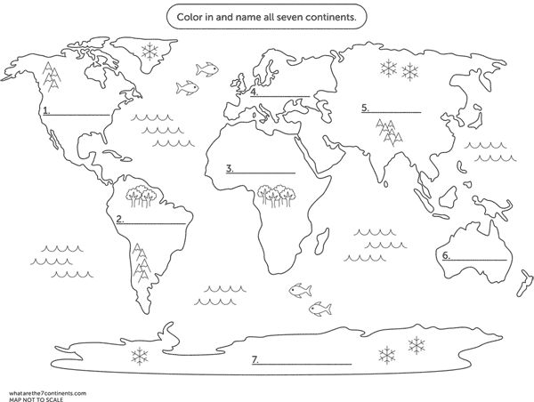 Continents map coloring example attivitã geografia istruzione linsegnamento della geografia
