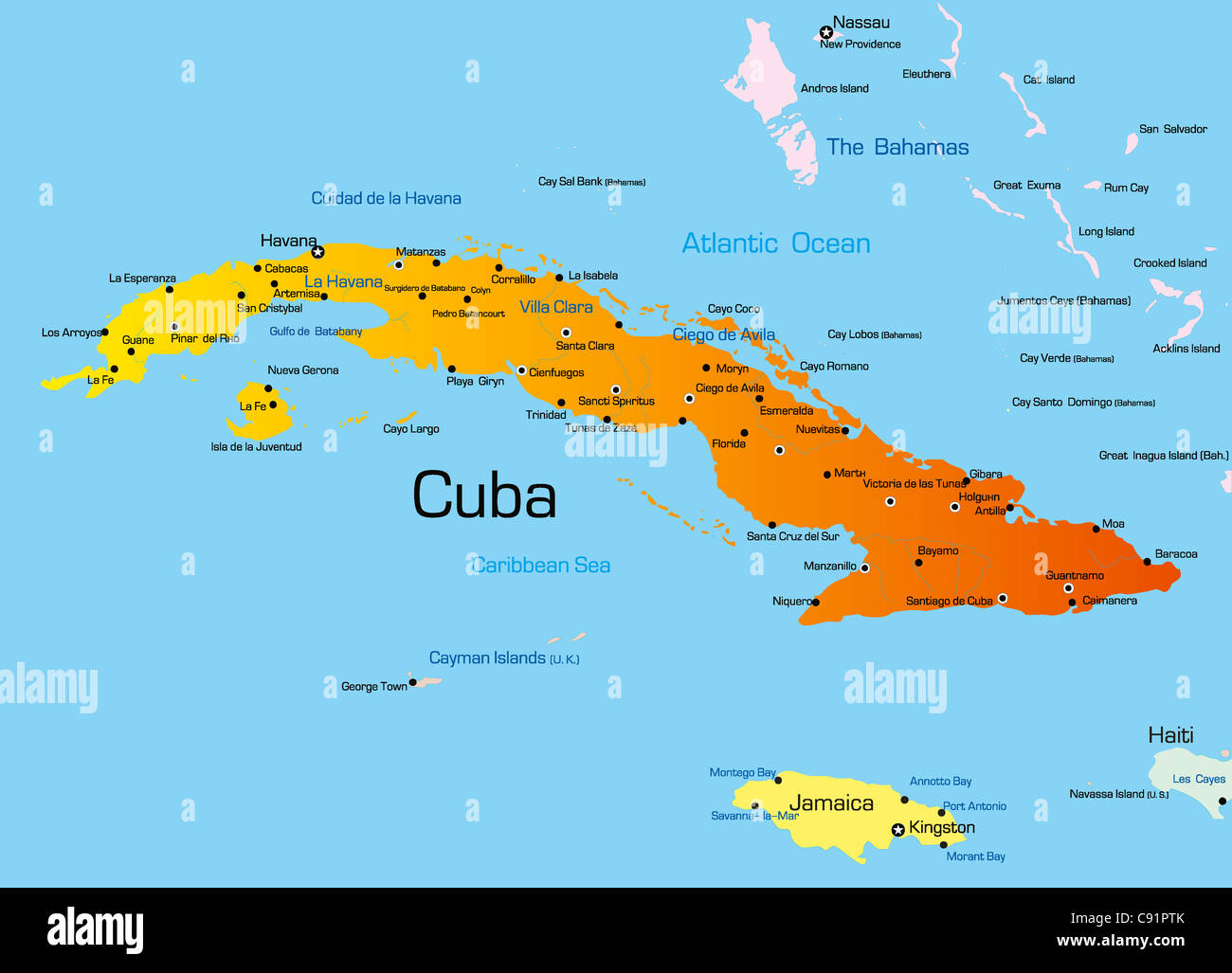 Vector color map of cuba country stock photo