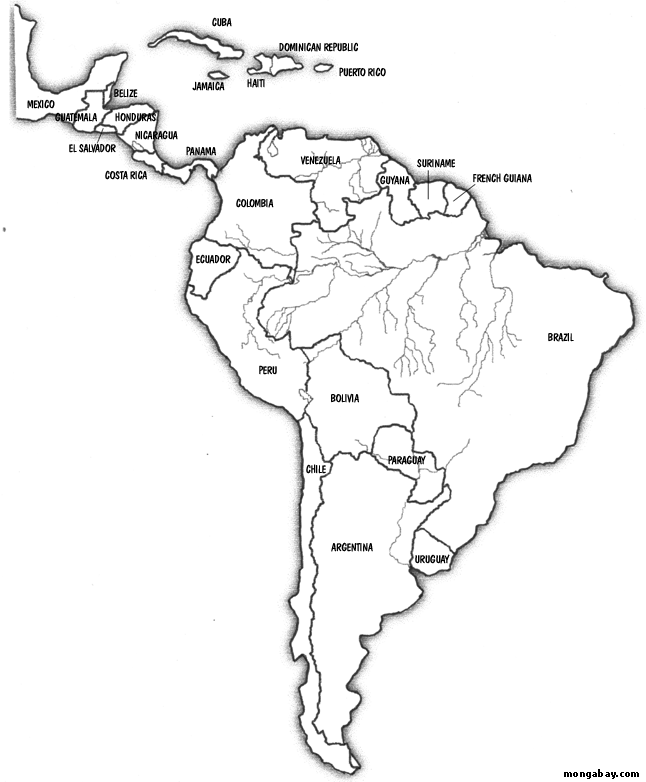 Photo map of south america