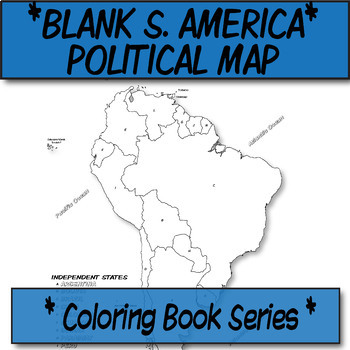 South america coloring map tpt