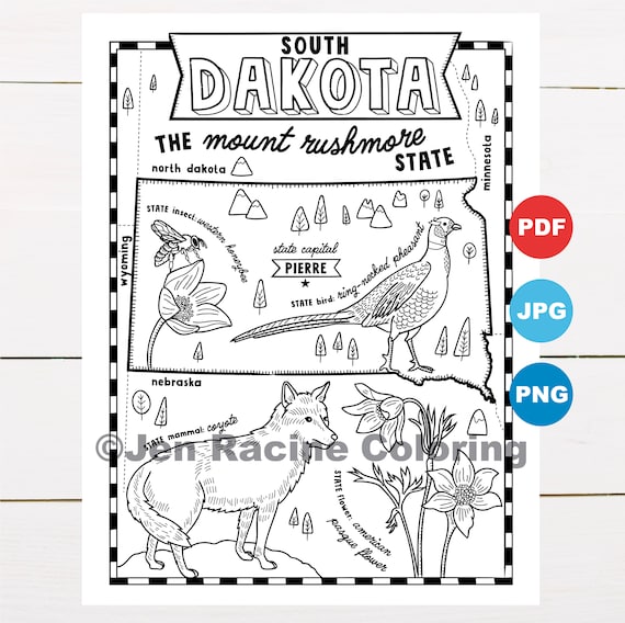 Buy south dakota coloring page united states state map online in india
