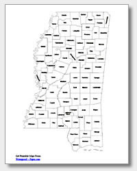 Printable mississippi maps state outline county cities