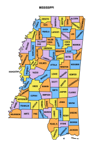 Mississippi county map editable printable state county maps
