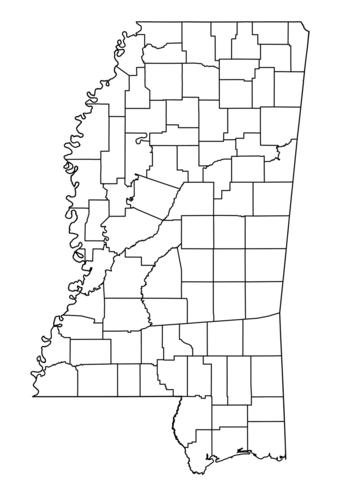 Outline map of mississippi counties coloring page free printable coloring pages