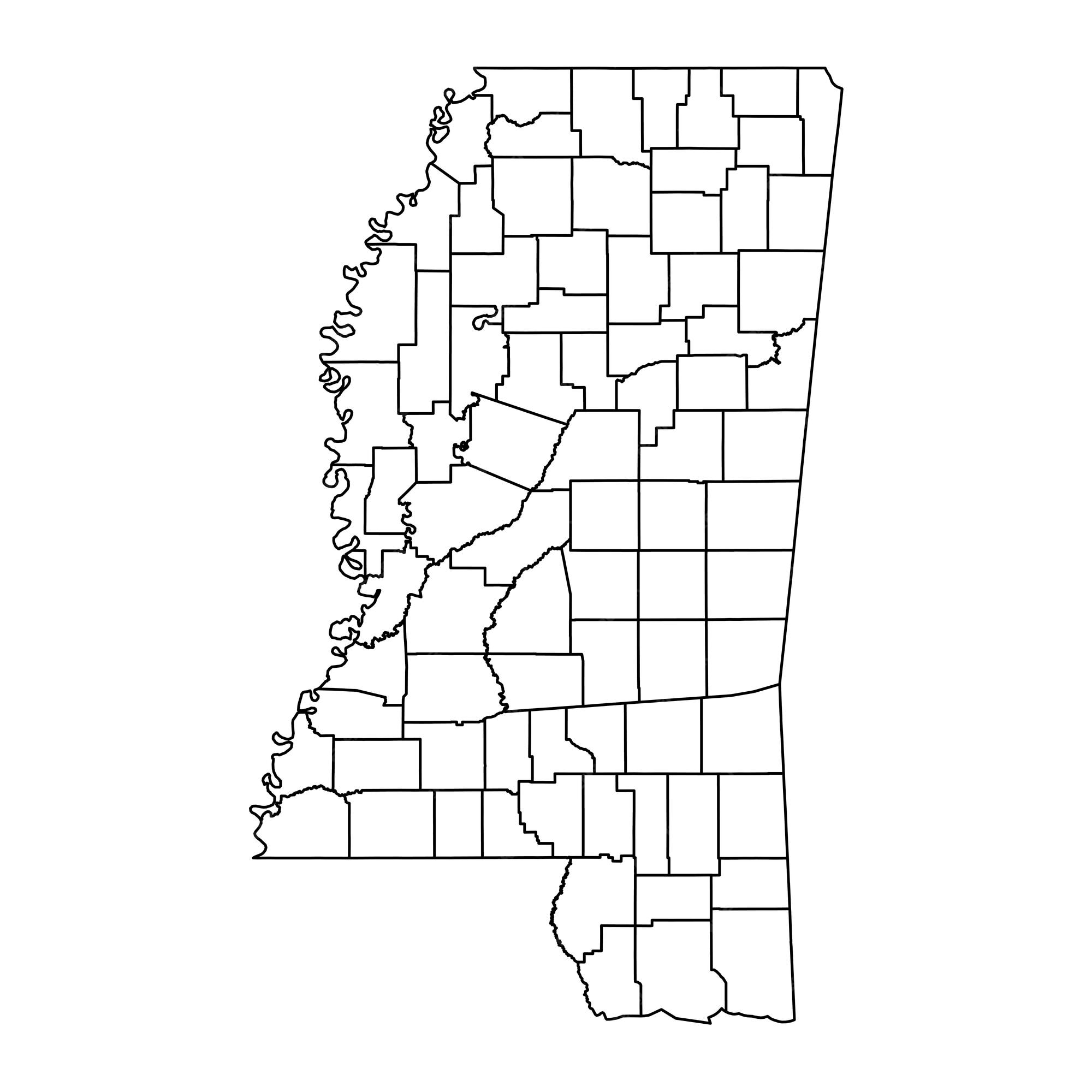 Premium vector mississippi state map with counties vector illustration