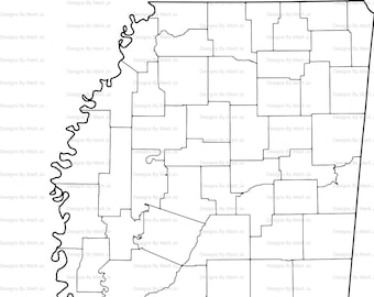 Printable mississippi map printable ms county map digital download pdf map download now