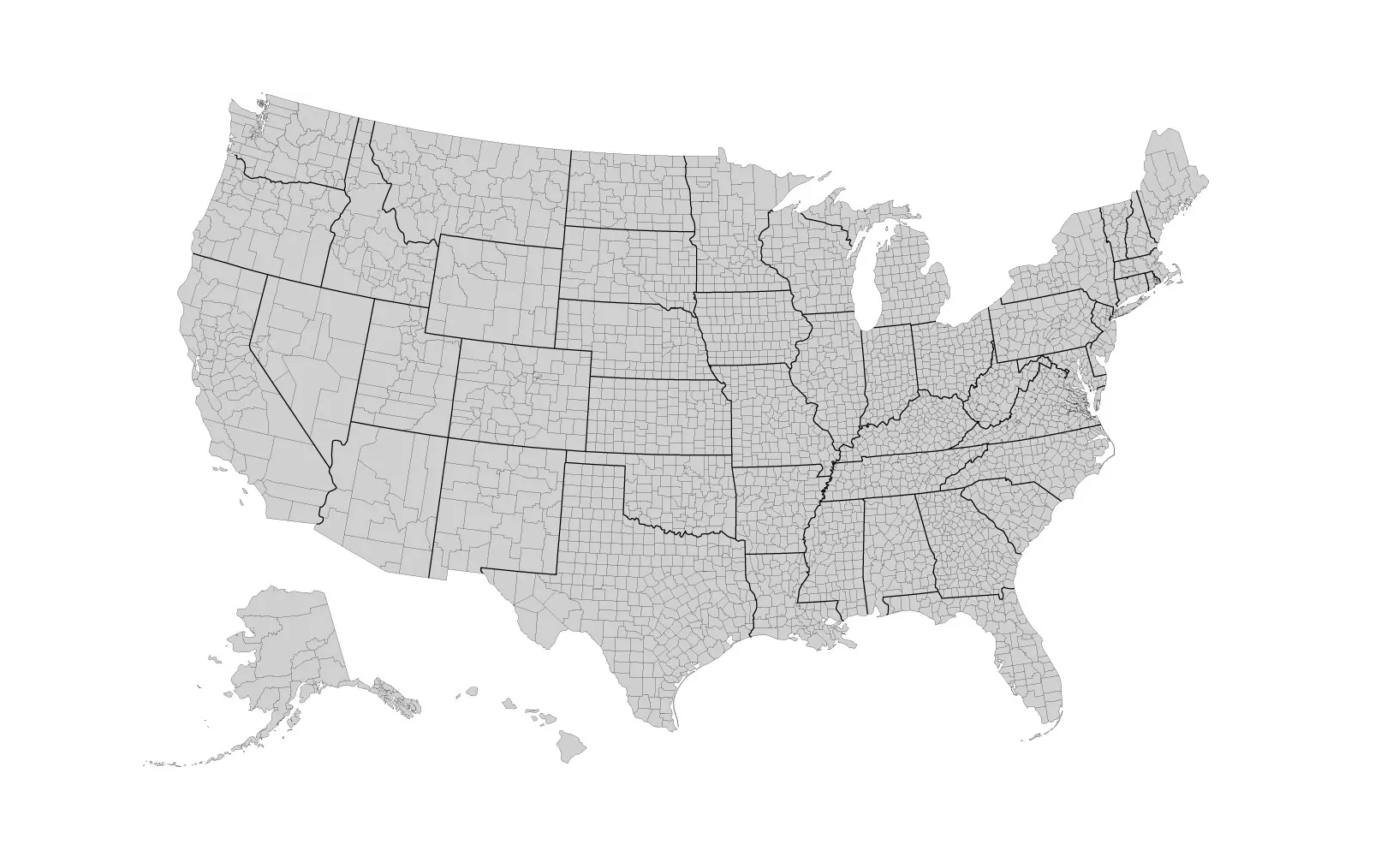 Us county map of the united states
