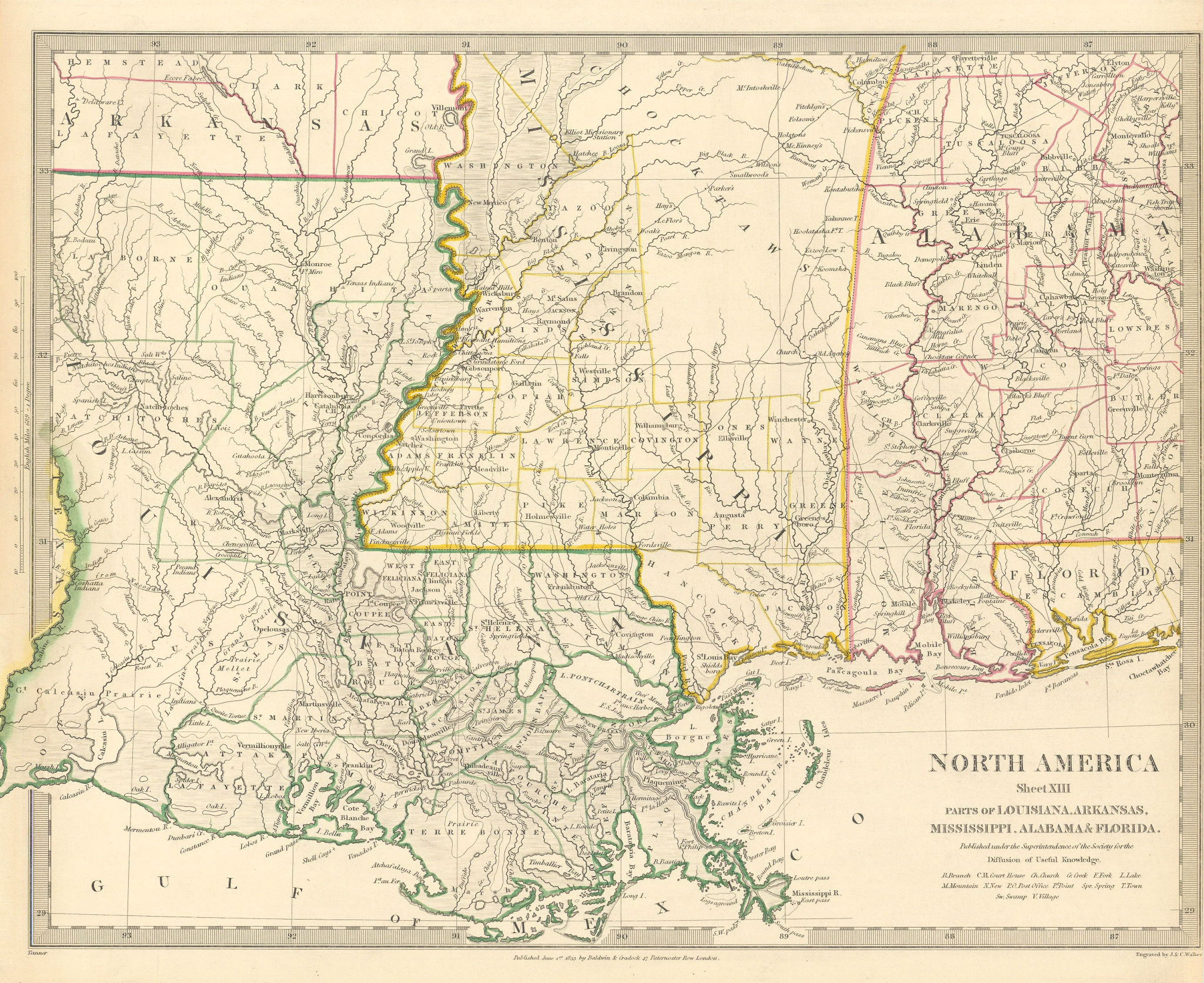 North america sheet xiii parts of louisiana arkansas mississippi alabama florida par sduk