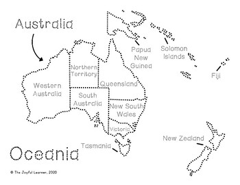 Oceania map montessori colors printable
