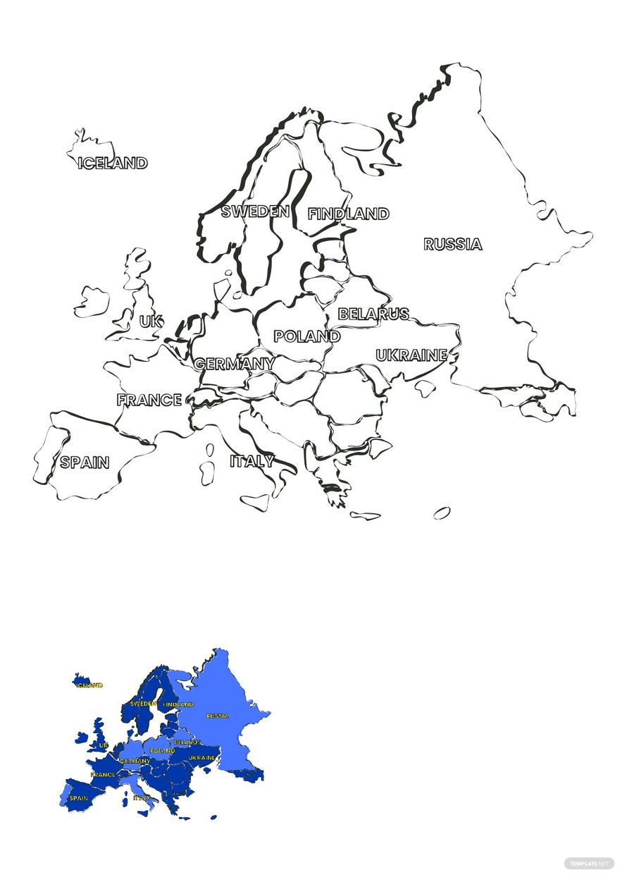 Free political europe map coloring page