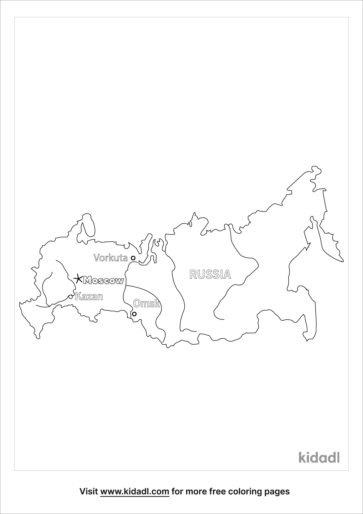 Free russia map with moscow coloring page coloring page printables