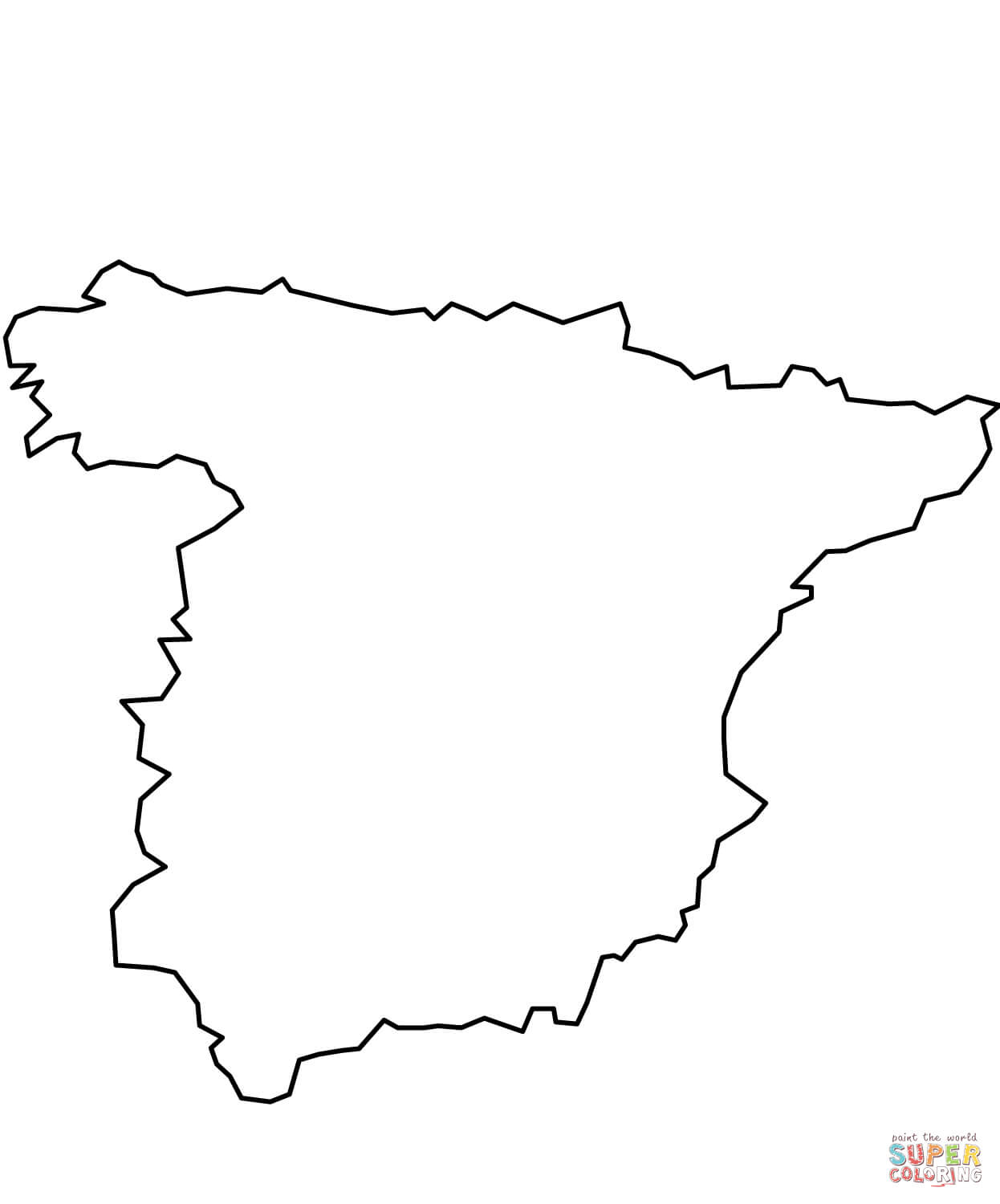 Outline map of mainland spain coloring page free printable coloring pages