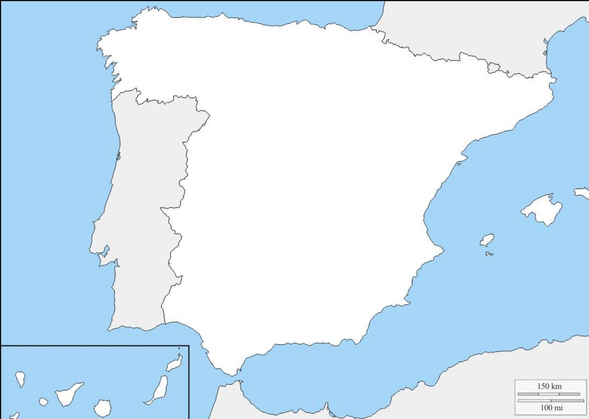 Blank map of spain outline map and vector map of spain