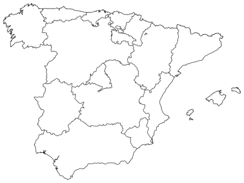 Outline map of spain with regions coloring page free printable coloring pages