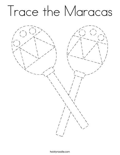 Trace the maracas coloring page