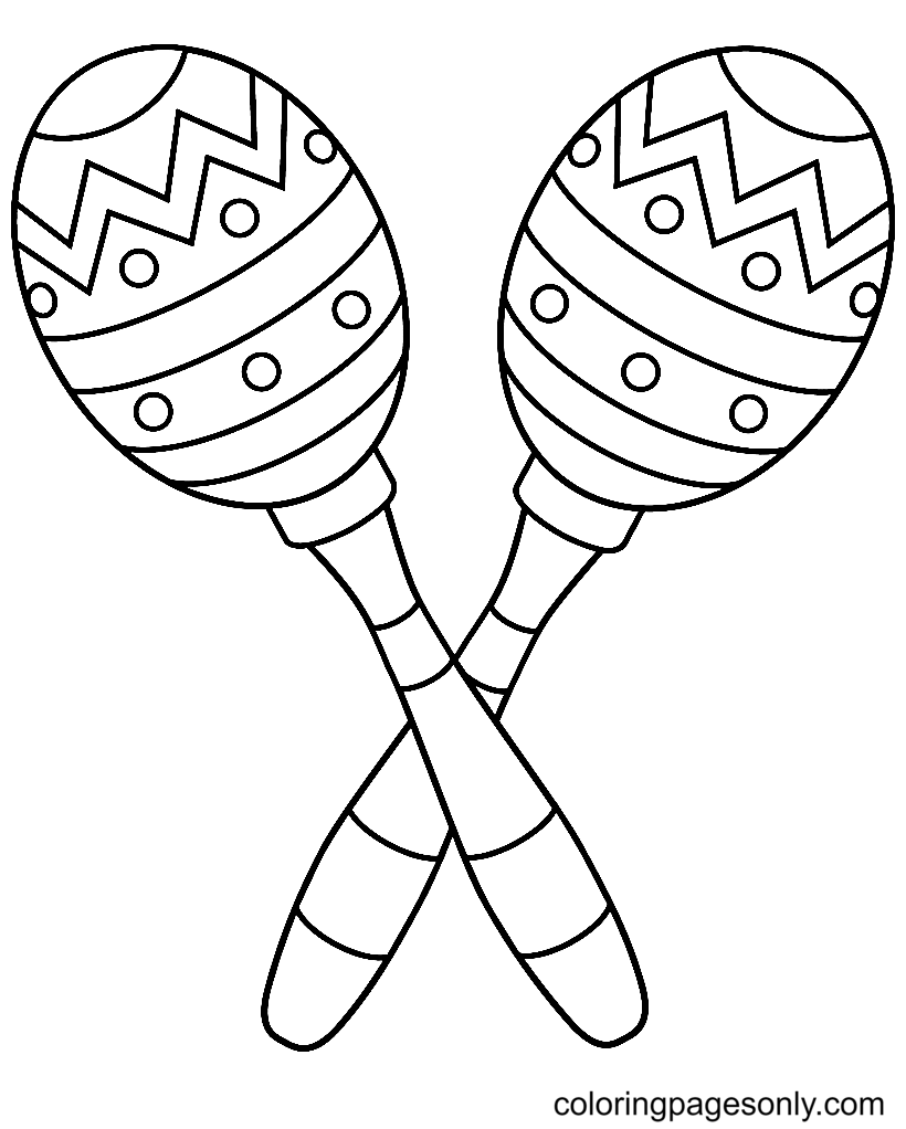 Mexican maracas coloring page