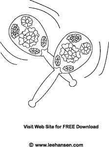 Mexican fiesta maracas coloring page