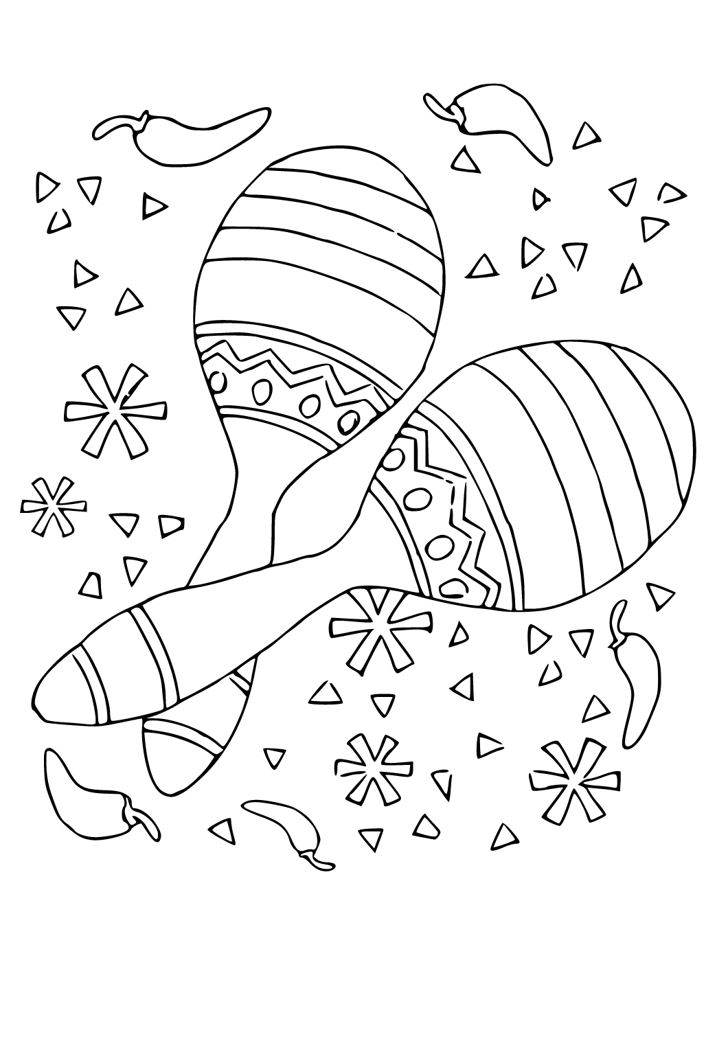 Free printable cinco de mayo maracas coloring page sheet and picture for adults and kids girls and boys