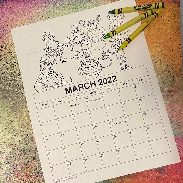 March coloring calendar