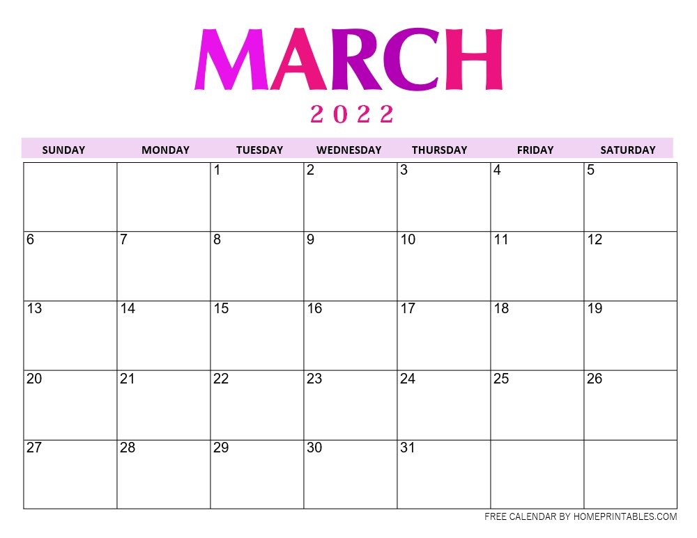 Printable march calendar styles free download