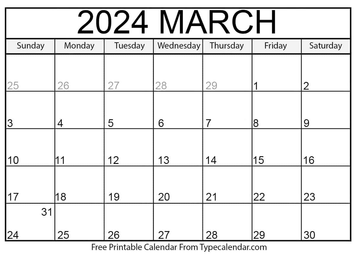 Free printable march calendars