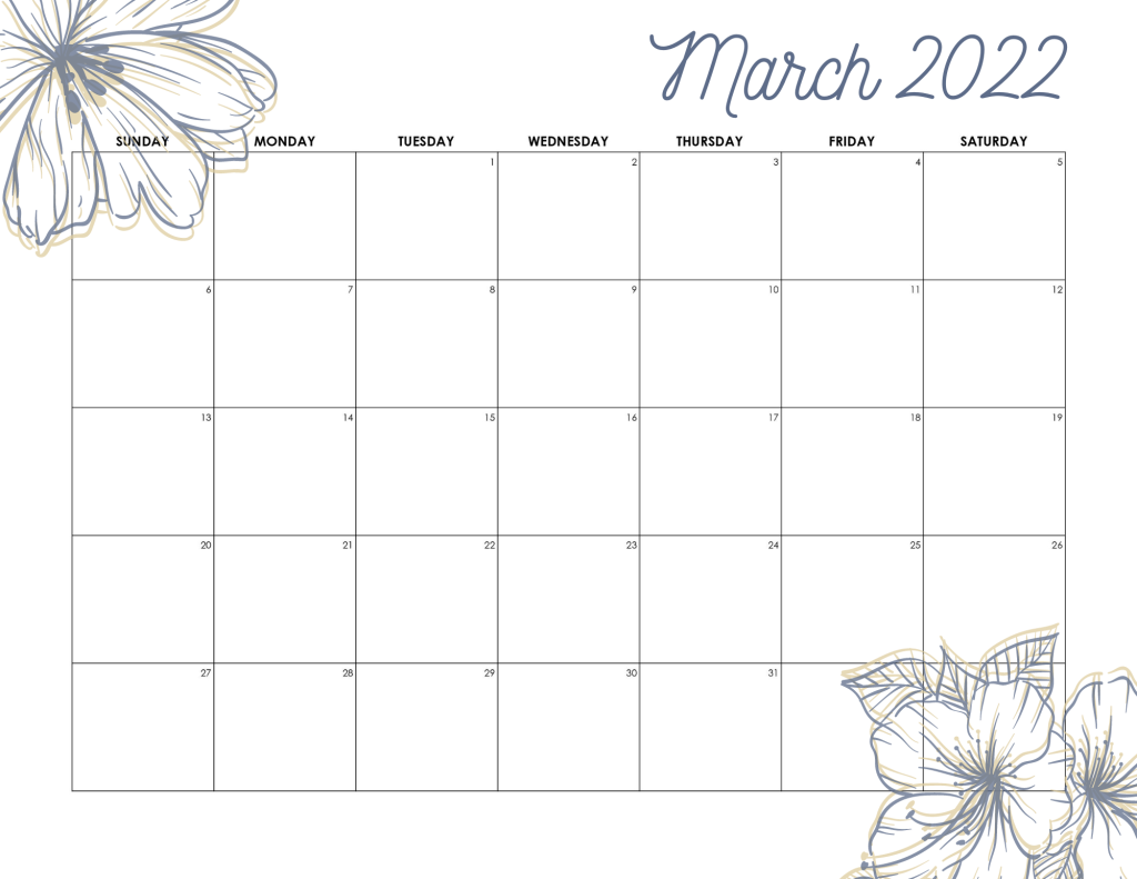 Free printable march calendar