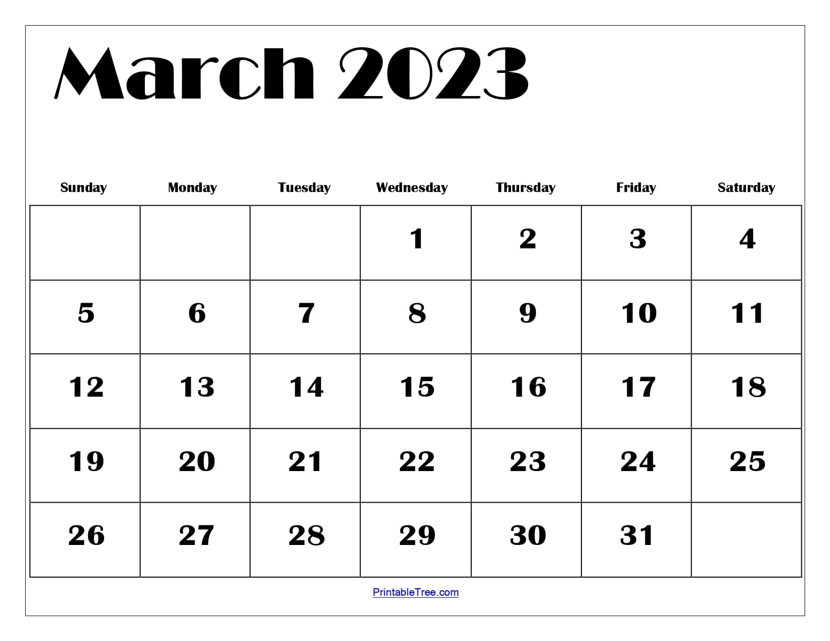 Blank march calendar printable pdf templates