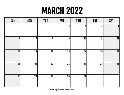 March calendars â printable calendar