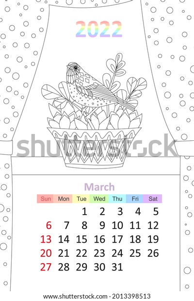 Coloring book calendar cozy window stock vector royalty free