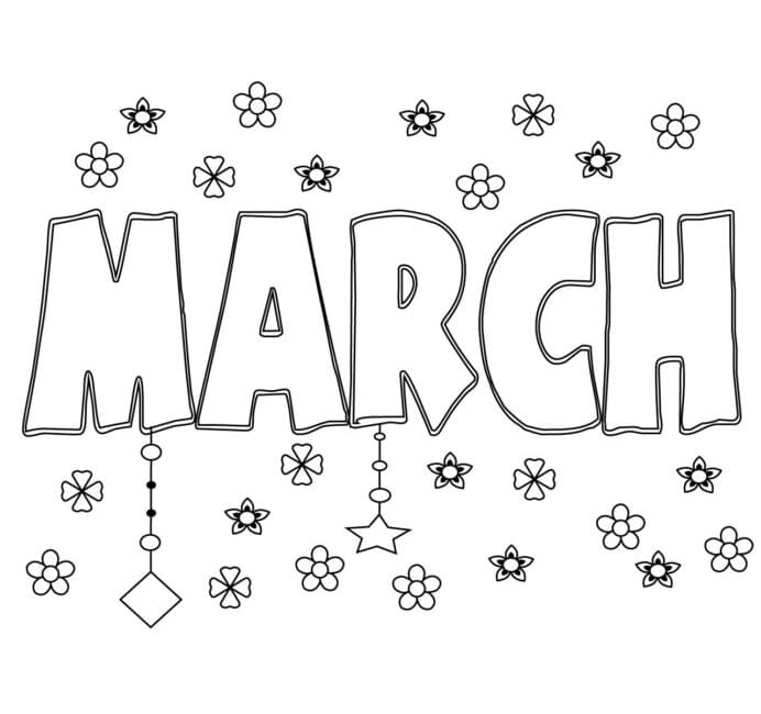 Month march coloring page