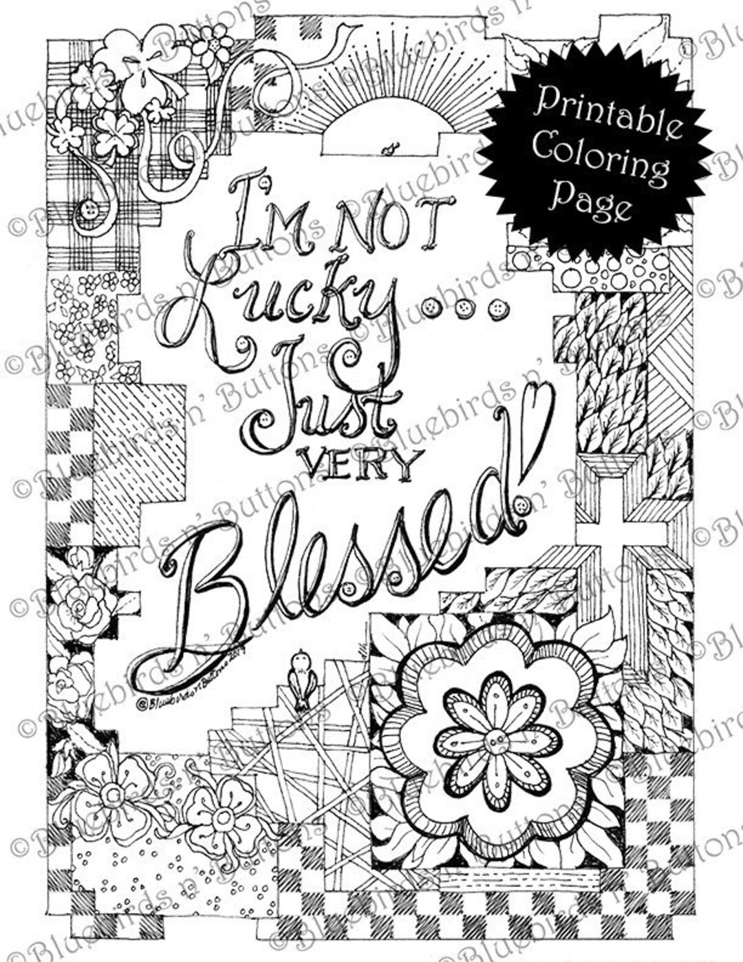 Printable coloring page march lucky coloring page digital download
