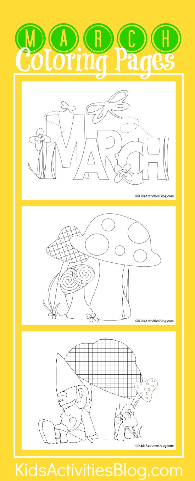 Spring march coloring pages for kids