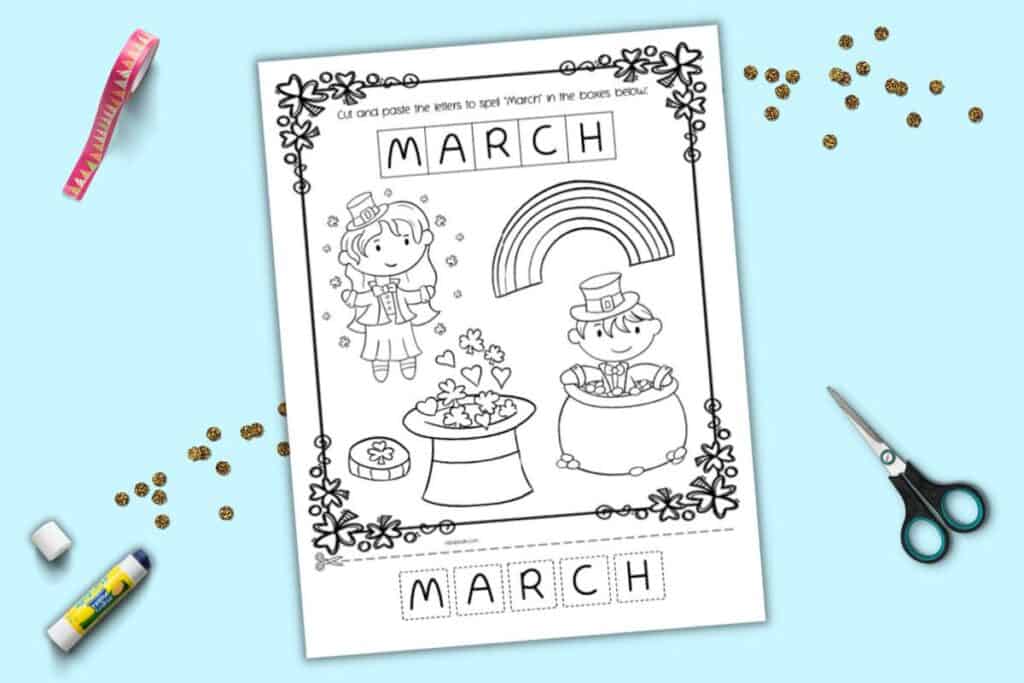 Free printable march cut and paste worksheet