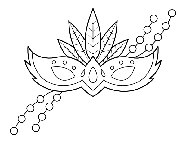 Printable mardi gras mask and beads coloring page