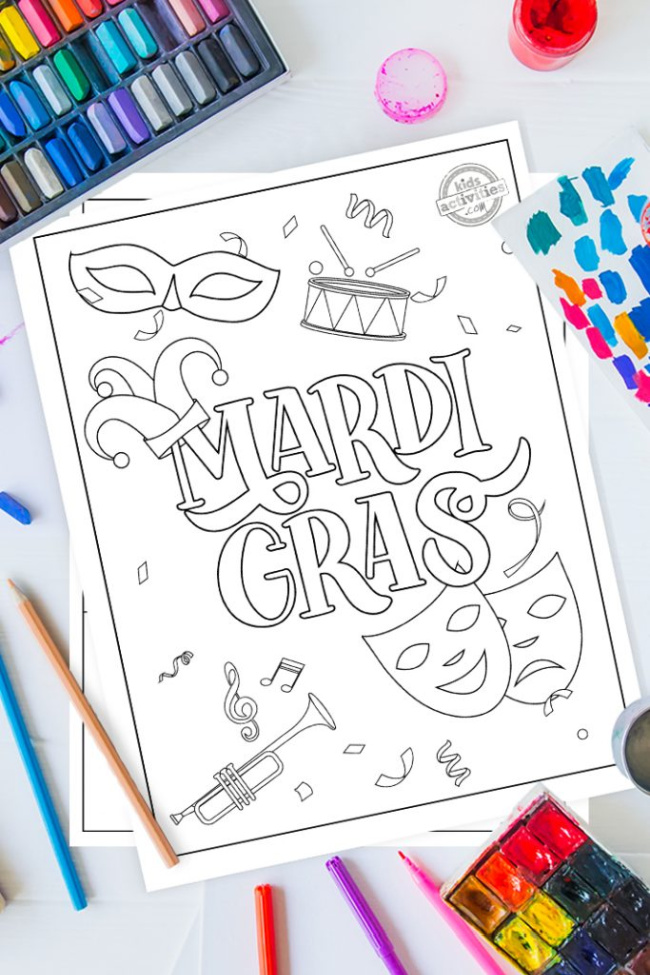 Festive mardi gras coloring pages kids activities blog