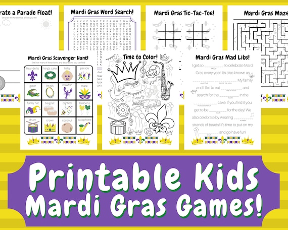 Printable mardi gras games mardi gras kids games mardi gras activity pack kids printable kids coloring pages mardi gras paper games