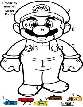 Super mario colour by number worksheet by teachers helping other teachers